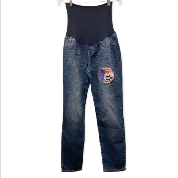 S.O.N.G NWOT Maternity XL Skinny Mama Super Stretch Ankle Jeans, Support Band, - Picture 1 of 6